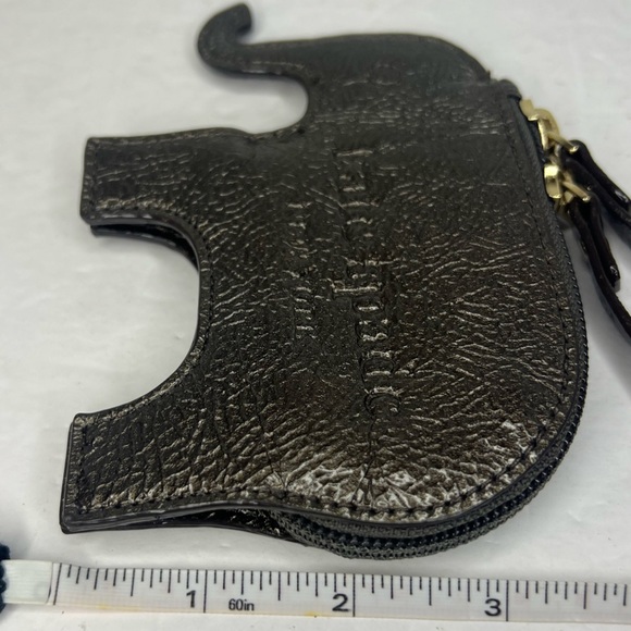 Kate Spade Elephant Coin Bag Metallic Grey Vintage Zip Purse - Picture 9 of 11